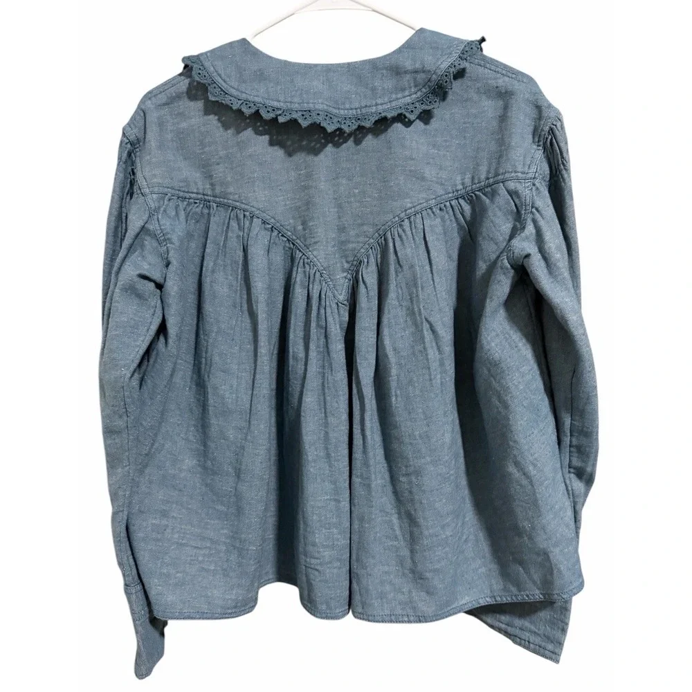 Free People We The Free Baby Blues Summit Shirt Blue As Header Women's Size‎ XS